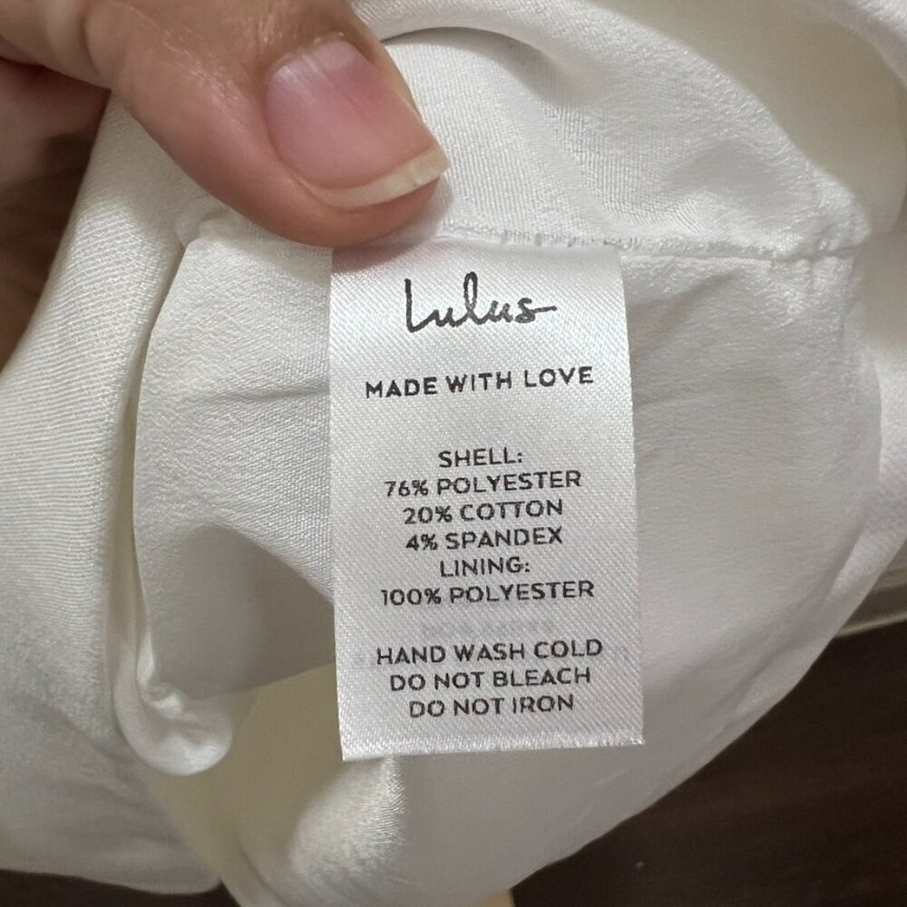 Lulus white mini dress Asymmetrical sleeve Small - Picture 4 of 6